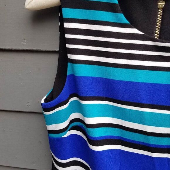 Calvin Klein Blue Black White Stripe Knit Dress size 8 - Picture 11 of 13